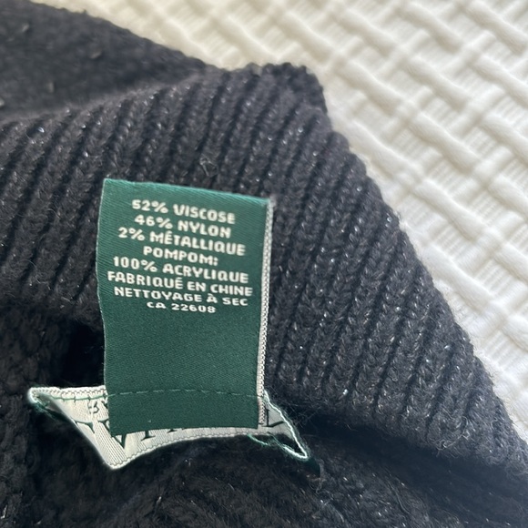 Ralph Lauren black hat with bead detail, pompom. - Picture 3 of 5